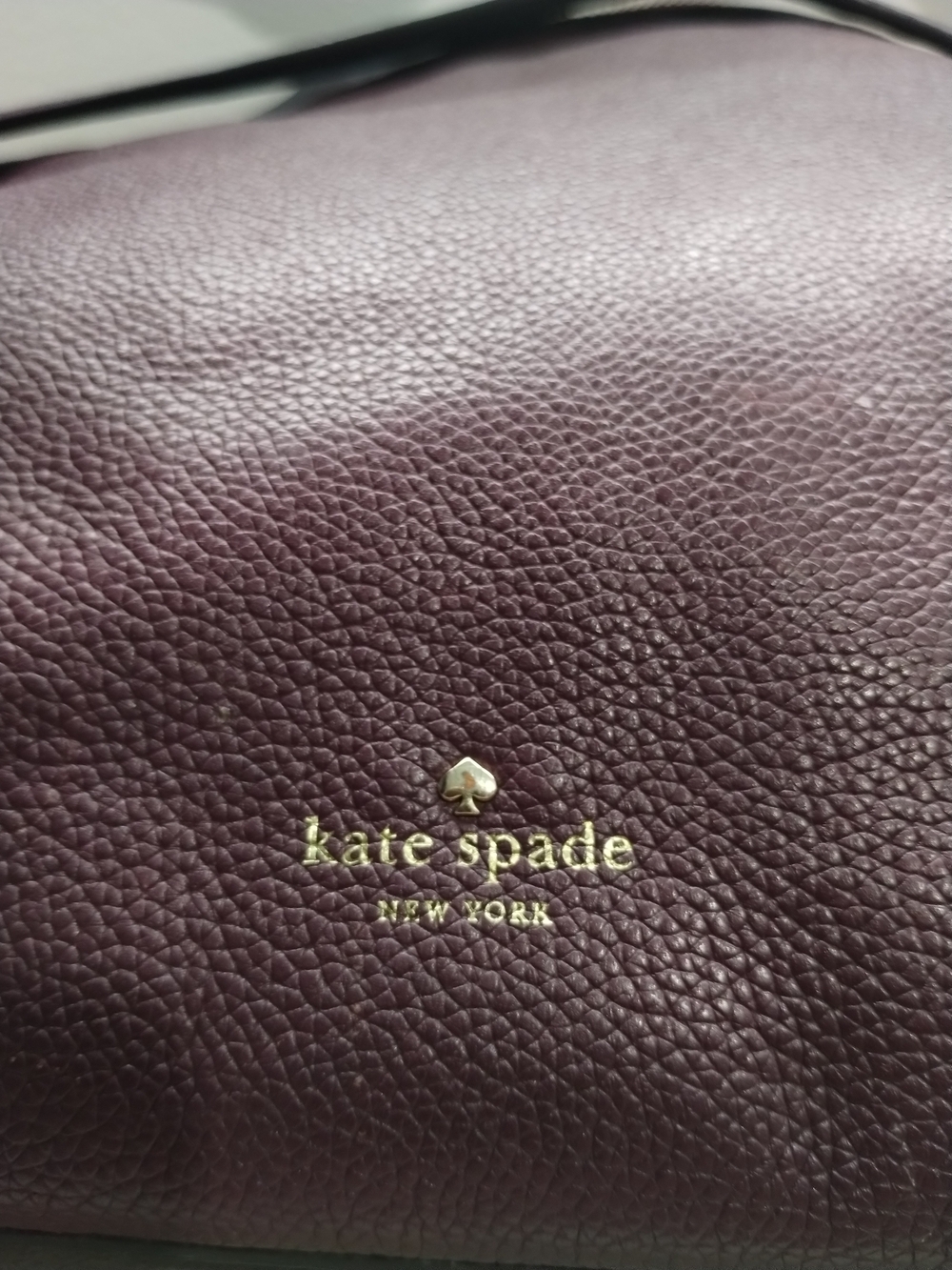 KATE SPADE Deep Plum Larchmont Avenue Alena Pebbled Leather Shoulder Bag WKRU538